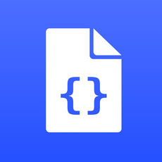 Jayson's app icon is a light blue background with a vague to-white gradient at the top. On this is a white file icon and on top of that is a set of open close curly braces